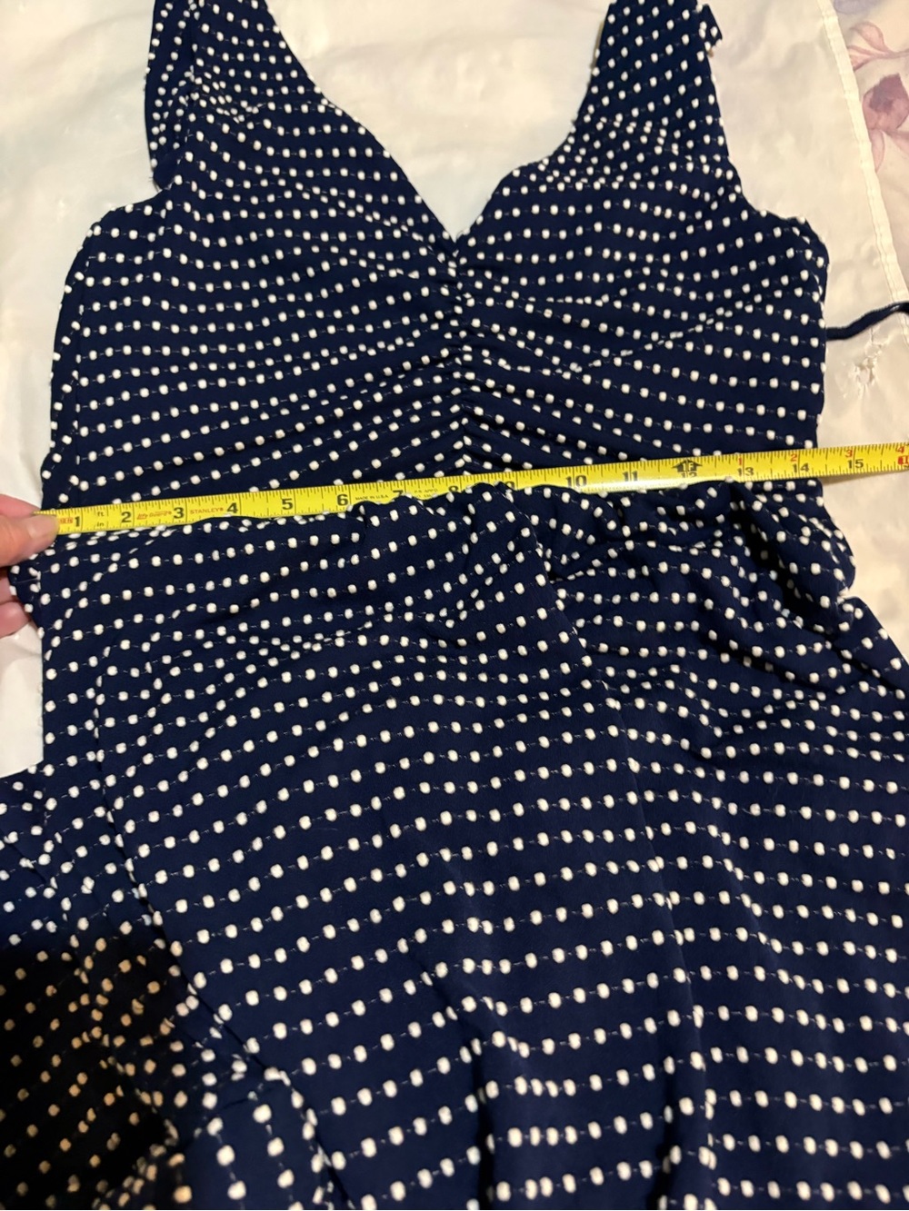 Maeve by Anthropologie Bree Polka Dot Ruched Midi Dress - Picture 8 of 13